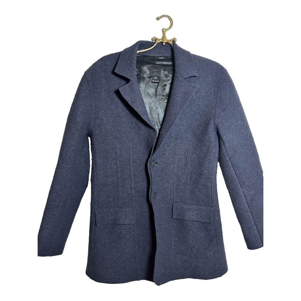 John Carlisle FIBER Jacket/Coat 100% Boiled Wool Women Sz L Steel Blue Gray